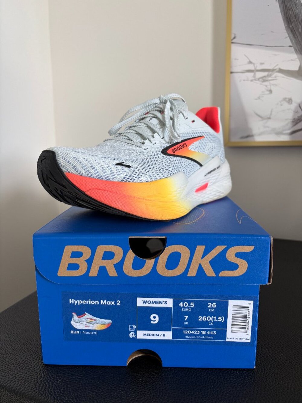 Brooks Hyperion Max 2 Women’s 9 Illusion Coral Black Running Shoes